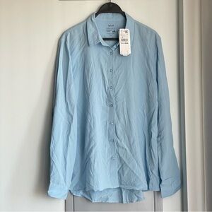 NWT SPLASH Sky Blue Viscose Long Sleeve Button Down Shirt